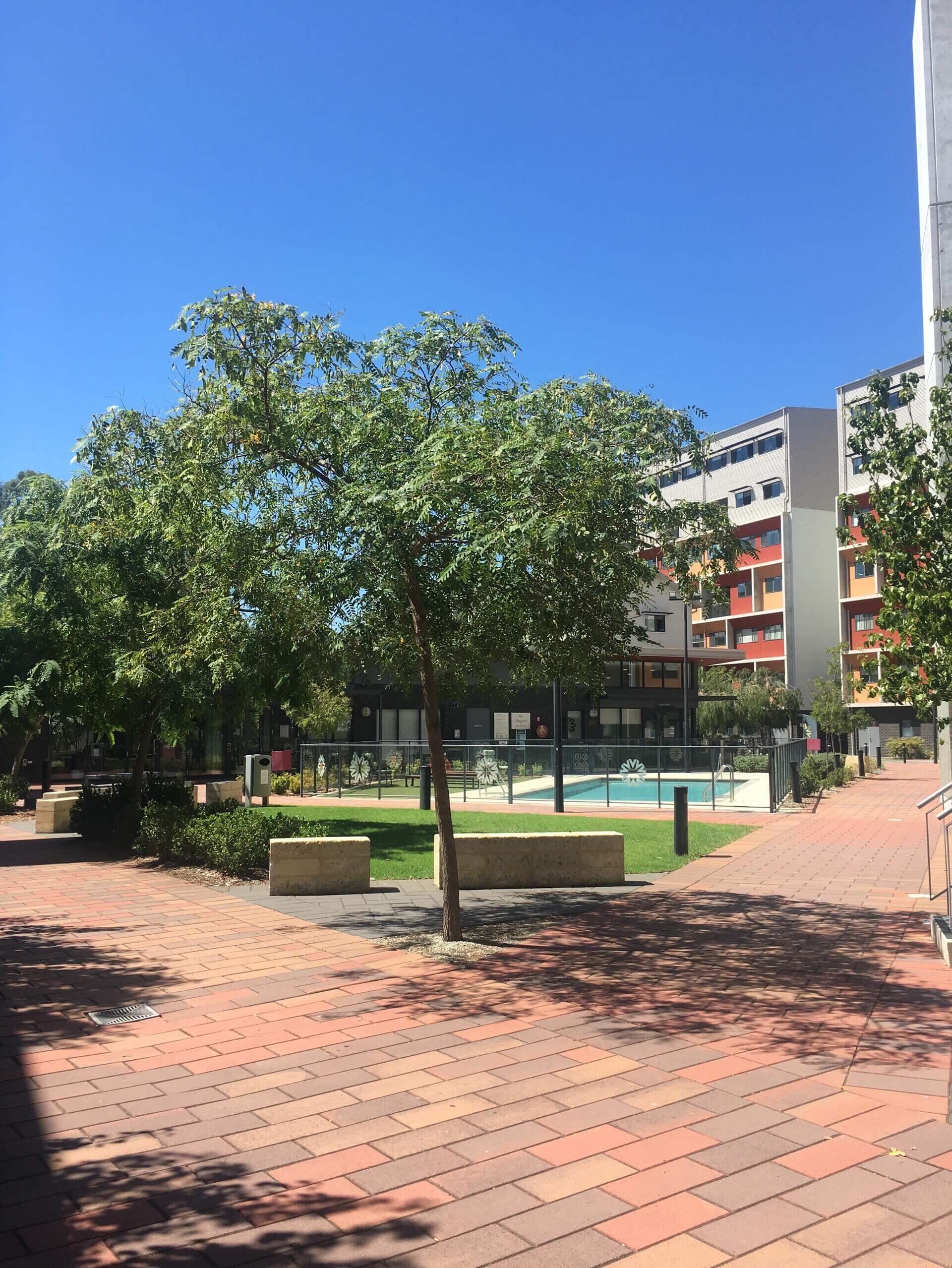 Pool Area der Studierenden Wohnheime