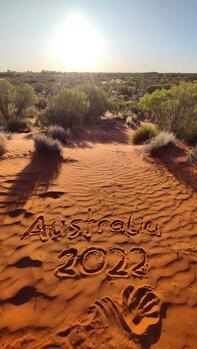 Australien geschrieben in Sand